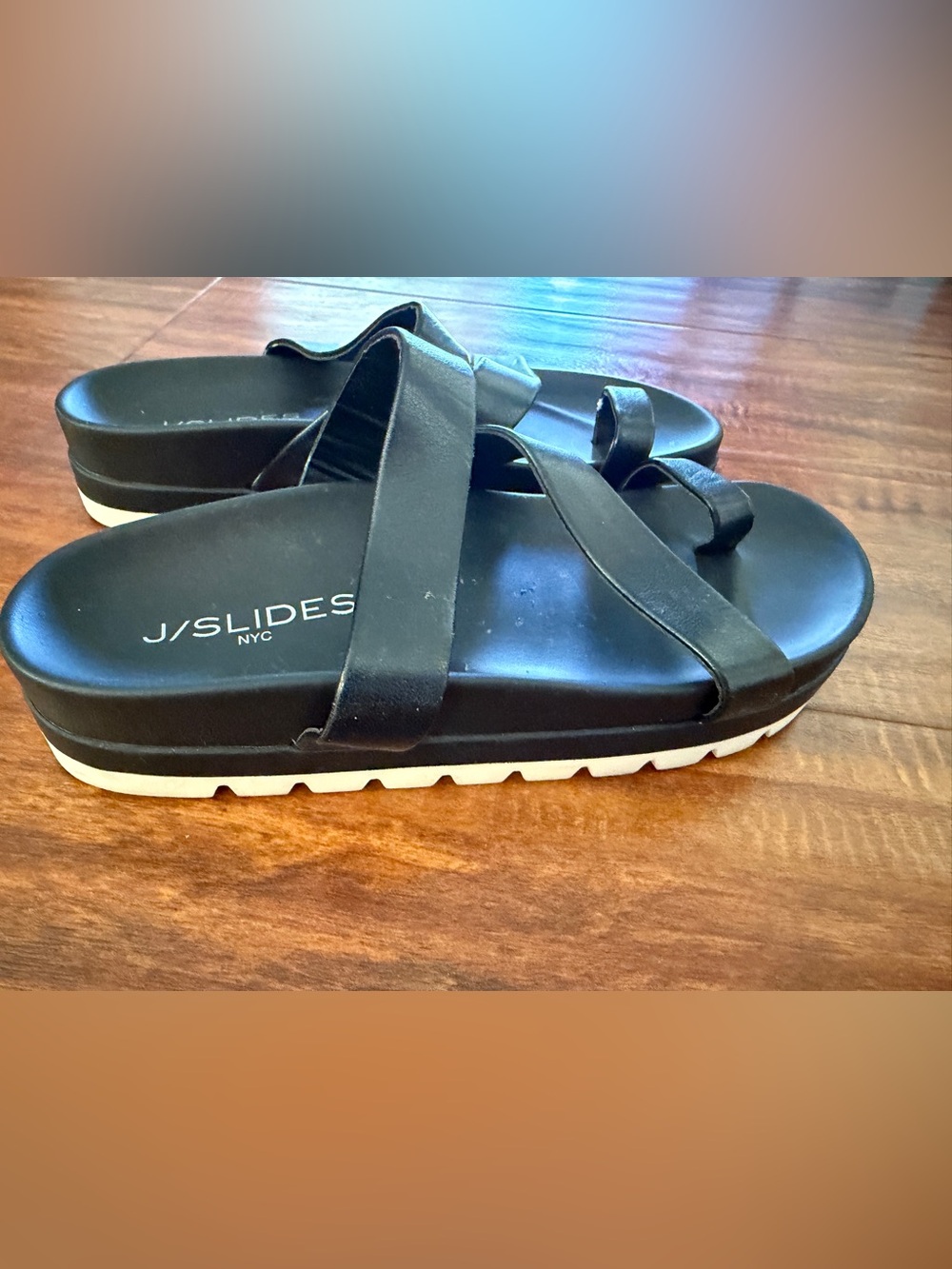 J Slides Women’s Black Strappy Slide Sandals NEW Without Box